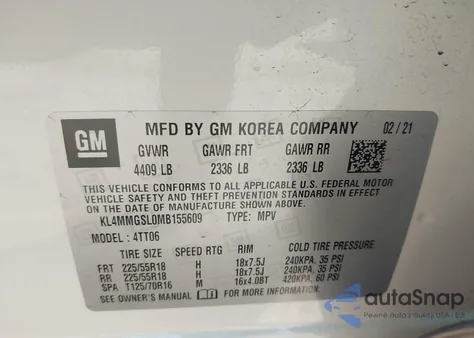 2021 Buick Encore Gx Awd Essence z USA, uszkodzony, nr VIN KL4MMGSL0MB155609